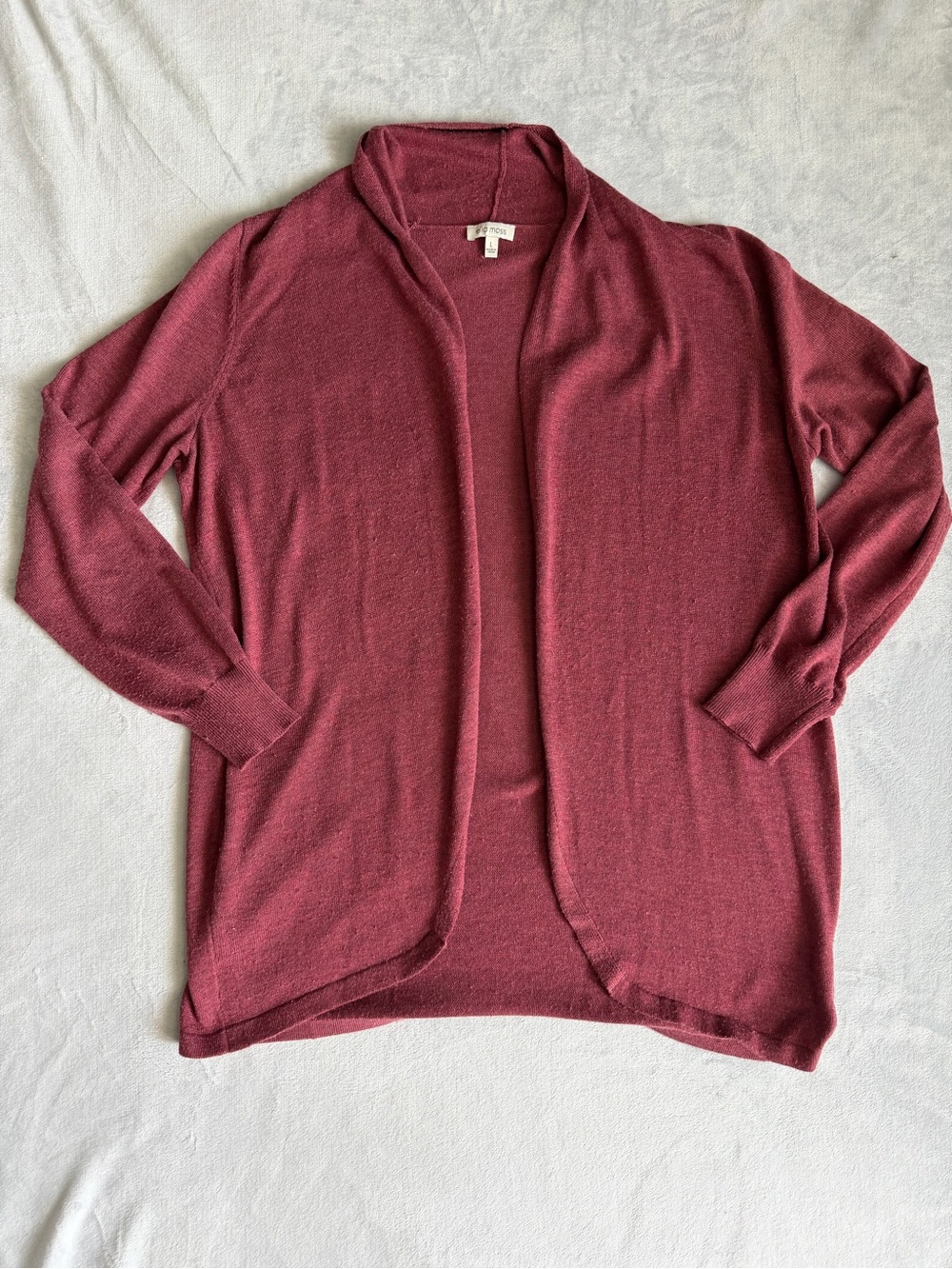 Ella Moss Open-Front Berry-Mauve Cardigan